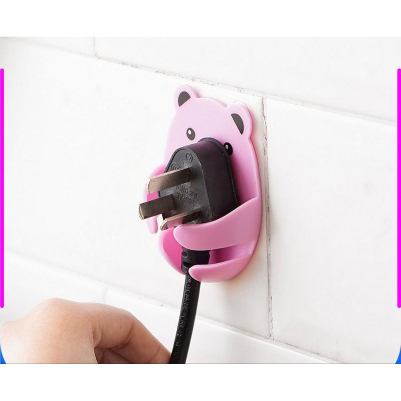 GANTUNGAN TEMPEL DINDING HUG BEAR PLUG HOOK 4 IN 1 / GANTUNGAN KABEL BEAR