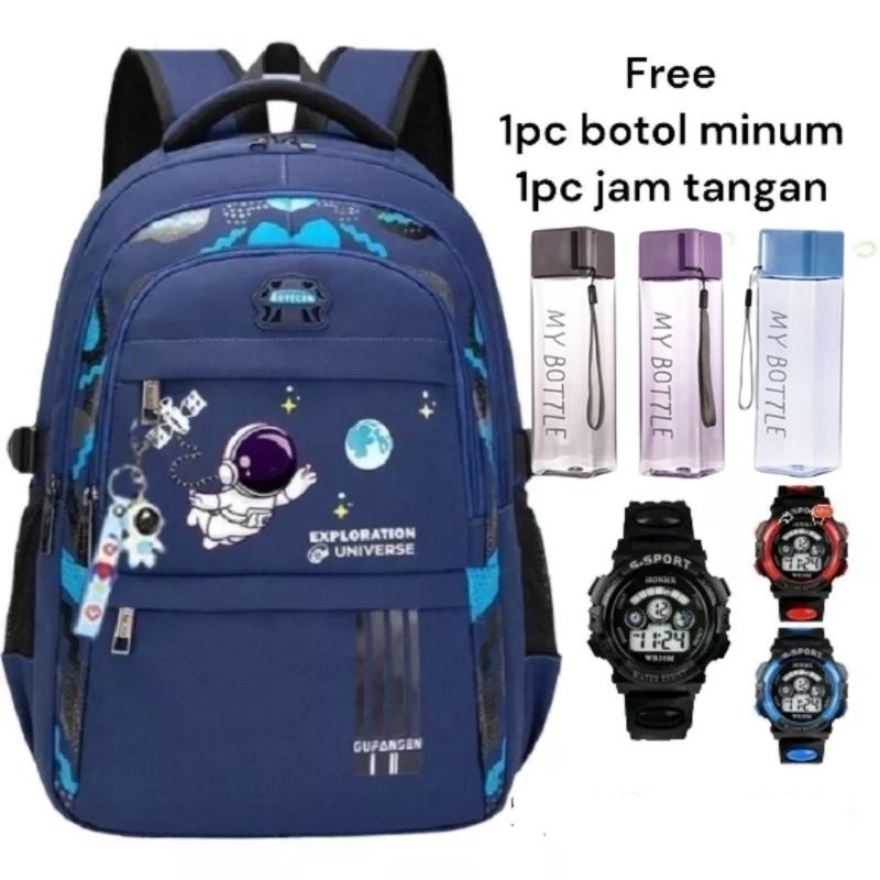 Tas sekolah anak laki laki astronot tas ransel untuk anak SD SMP FREE