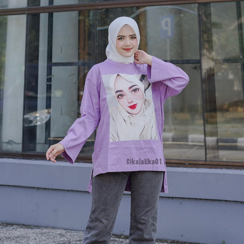 tunik kaos sablonprint kekinian