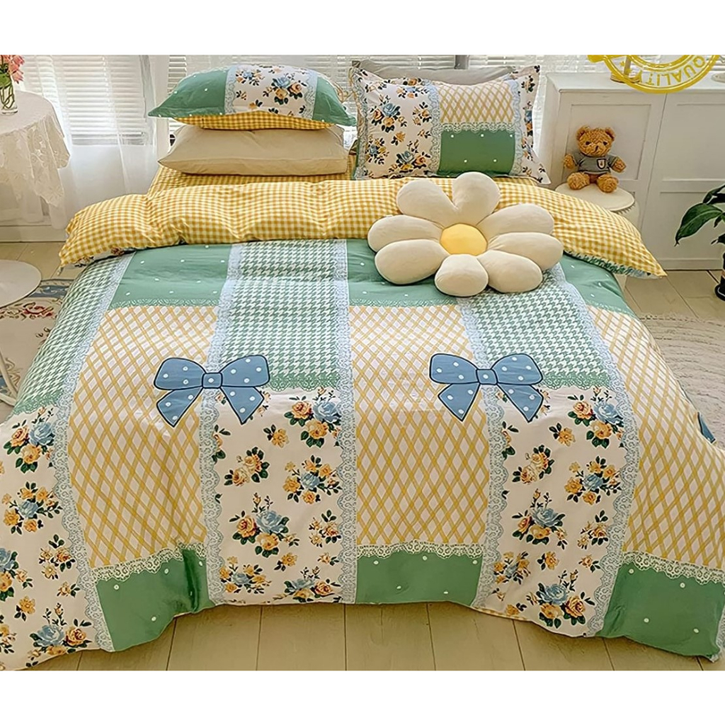 COD SPREI/SPREY/SEPREI AESTHETIC MOTIF GINGHAM KOREAN FREE SARUNG BANTAL DAN GULING Ready UKuran 120x200, 160x200, 180x200