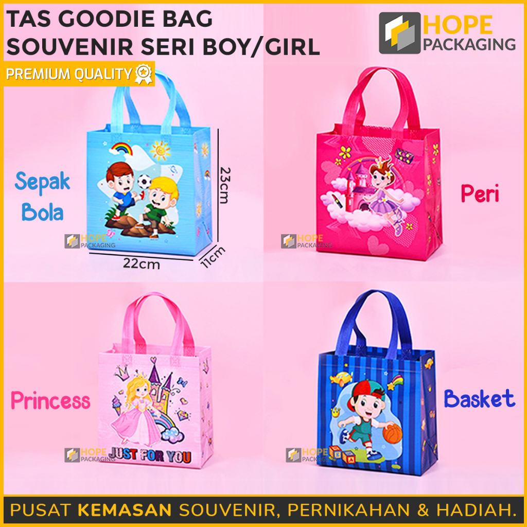 

Tas / Goodie Bag Ulang Tahun Anak / Goodie Bag Seri Boy/ Girl / Tas Souvenir Size M : 23X11X22 CM