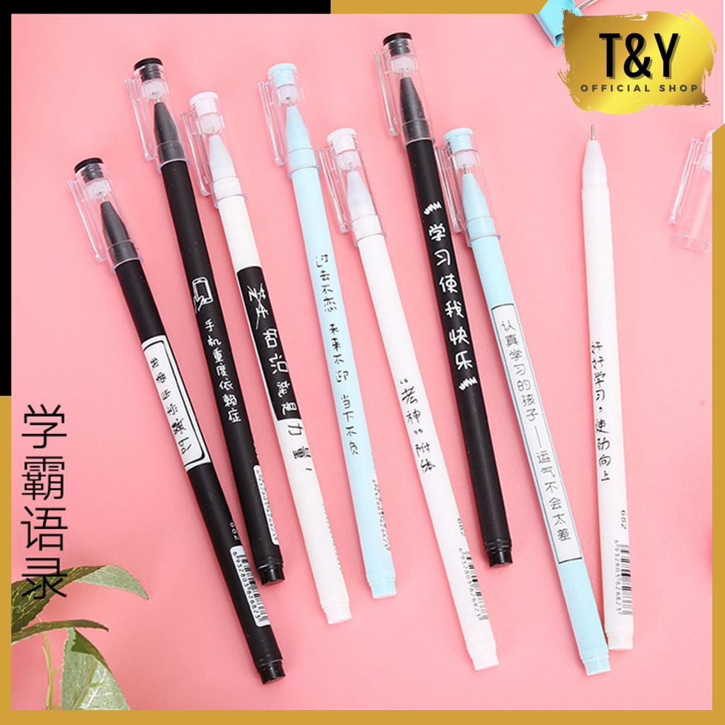 T&amp;Y Pulpen Warna Hitam Aksen Tulis Japanses Alat Tulis Kerja Pen Tinta Gel Mekanik Ujung Lancip Pena Gel 0.5mm Bolpoin