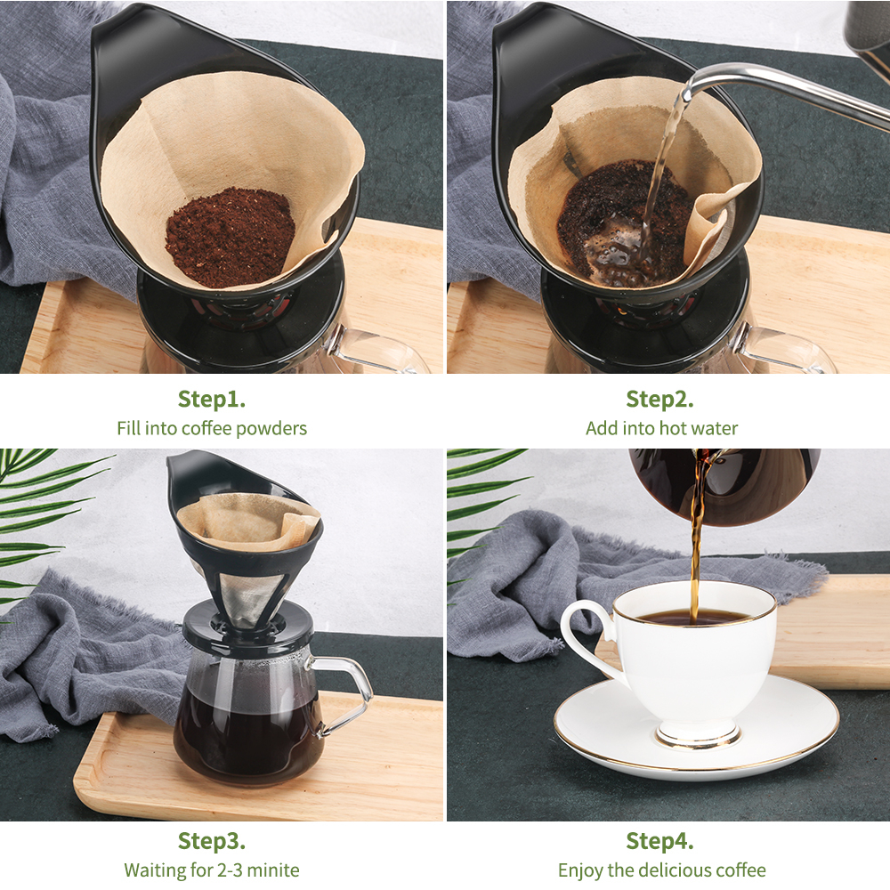 iCafilas Filter Penyaring Kopi V60 Double Layer Filter Dripper - Black