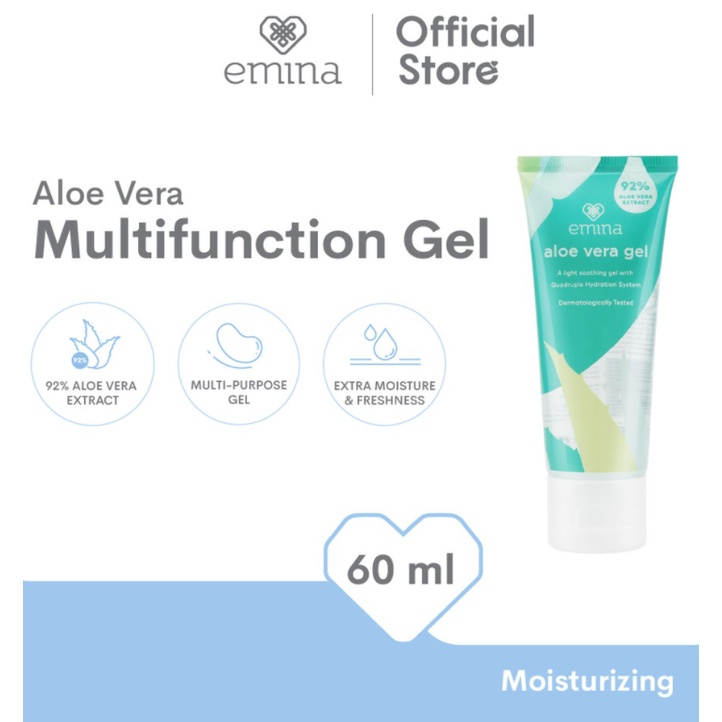 MFI - Emina Aloe Vera Gel | Pelembab Kulit Atasi Iritasi Tanpa Rasa Lengket | Netto 60 ML