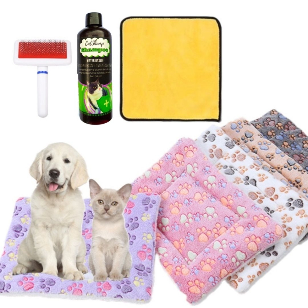 PAKET ANAK KUCING ANJING HANDUK ANJING KUCING PET SHAMPOO SAMPO PETBED PAKET GROOMING FEFARM