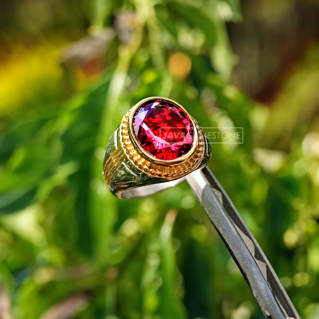 Cincin Batu Permata RED GARNET ASLI chattam