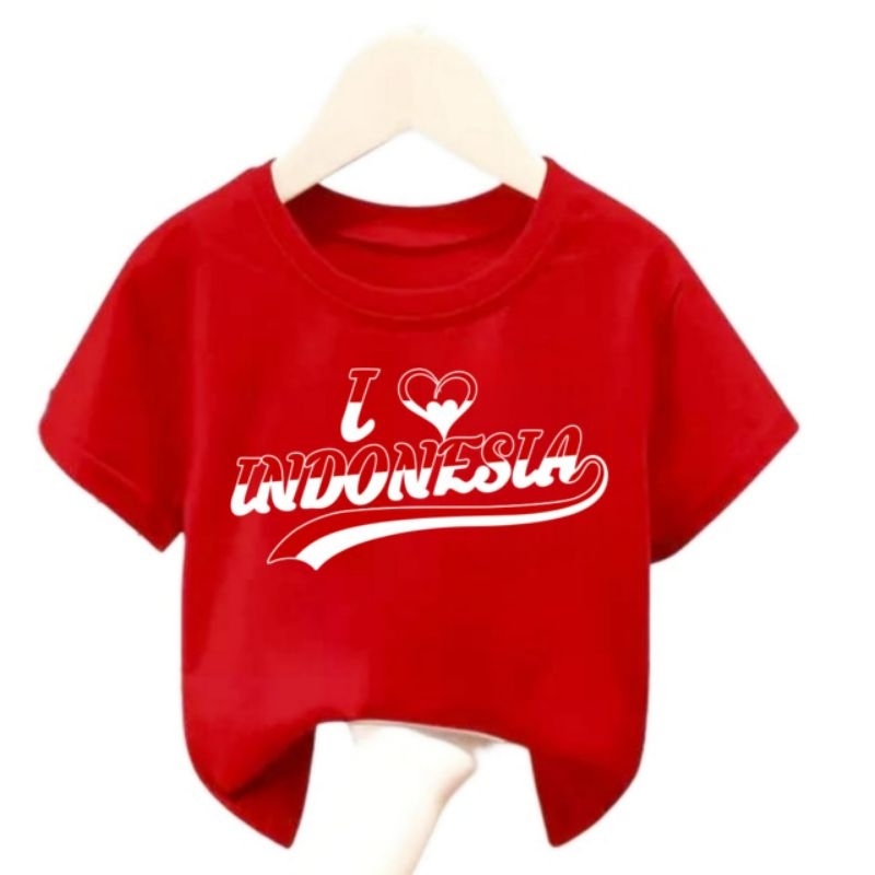 Baju Kaos Anak i Love indonesia usia 1-12Tahun