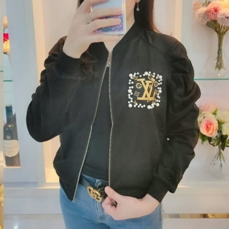 Jaket Bomber Wanita Korea Premium Suede jumper Jacket Lengan Puff Kerut Model