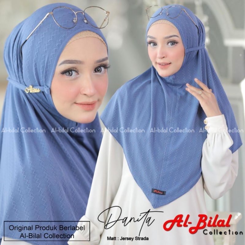 (Al Bilal Hijab) DANITA •jilbab instan jersey strada•bergi instan tali motif