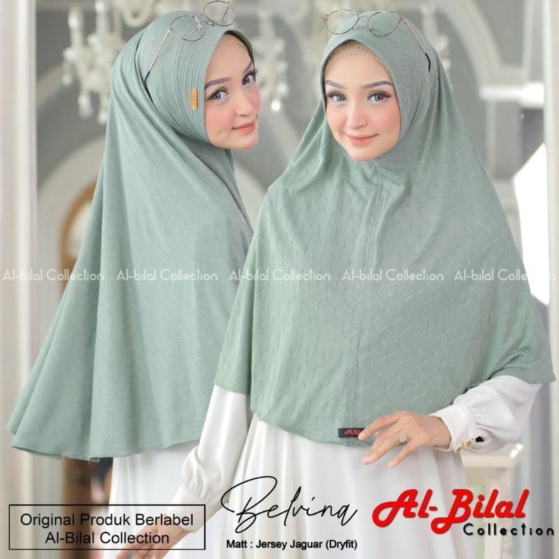 (Al Bilal Hijab) BELVINA L •jilbab instan jersey jaaguuar dryfit•hijab instan pet motif