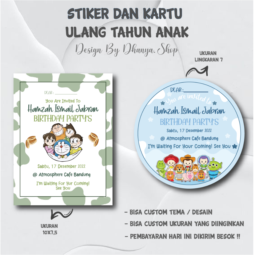 

Stiker / Kartu Ulang Tahun Anak / Undangan Ulang Tahun (BOY) Part 1