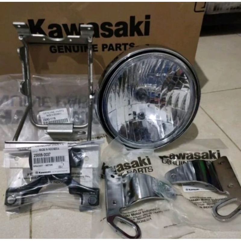 Paket Lampu Depan Bulat Ninja SS Fullset Breket Original Kawasaki Kualitas Terbaik