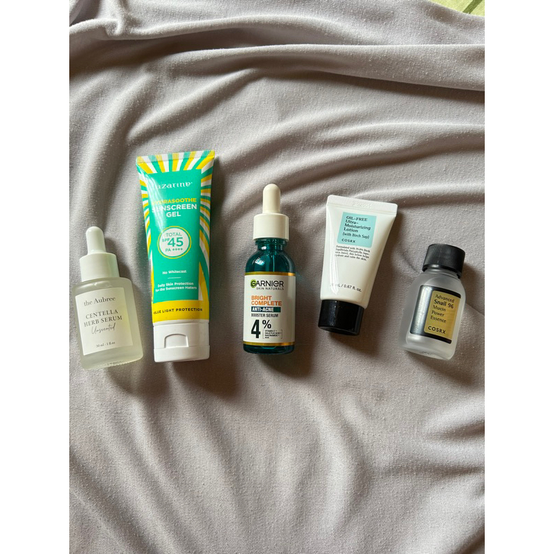Preloved skincare azarine, cosrx, garnier, aubree