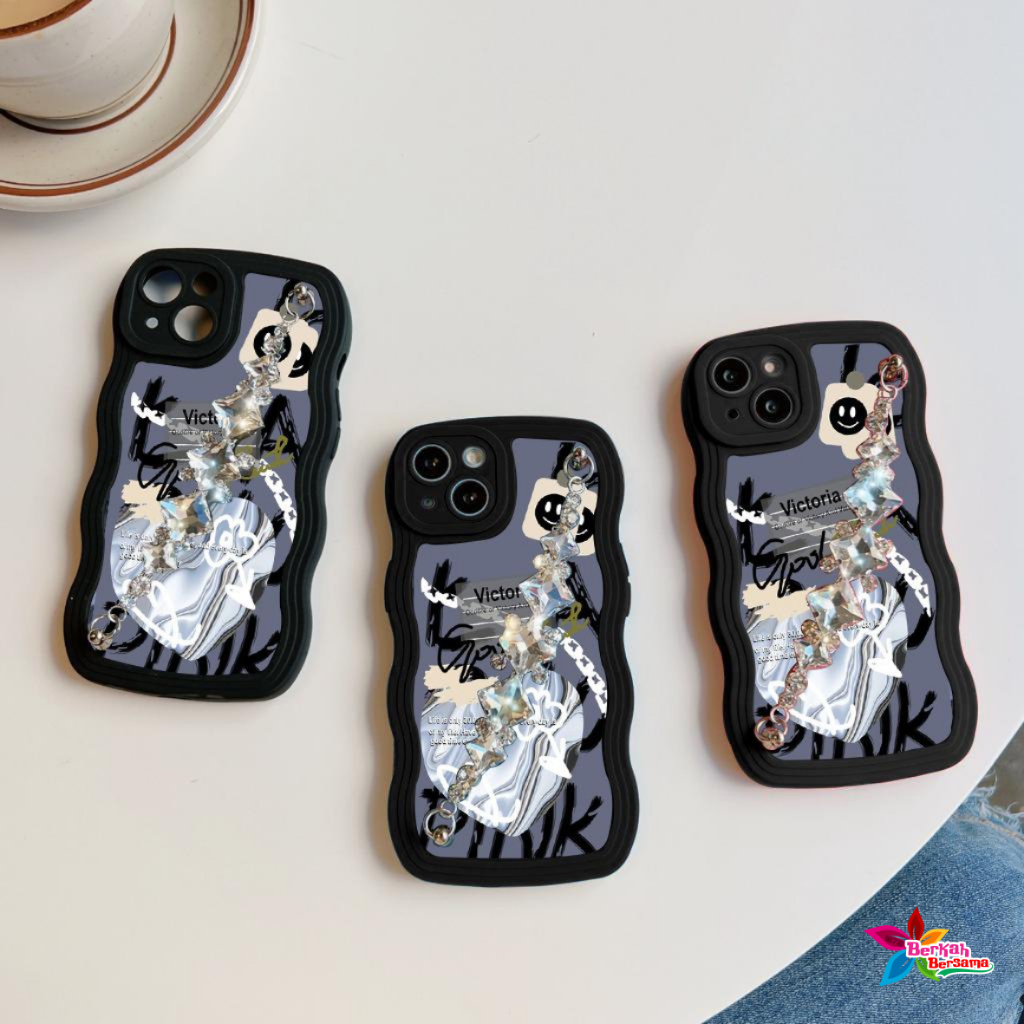 GC34 GC43 CASE CASING SOFTCASE SILIKON WAVY CARACTER RANTAI DIAMOND GRIP FOR REALME C21Y C25Y C30 C30S C31 C33 BB8593