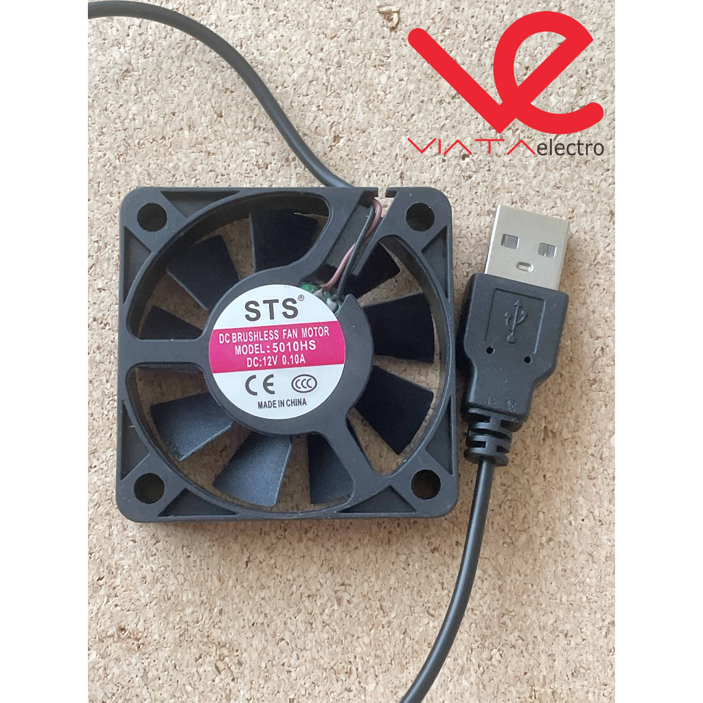 FAN DC 5V 5cm + USB KIPAS DC 5x5cm USB BRUSHLESS KIPAS PENDINGIN COOLING EXHAUST 5cm 50mm FAN TEBAL 5 x 5cm 0.10A