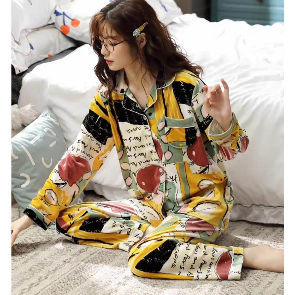 baju tidur piyama pp bahan brudru tebal