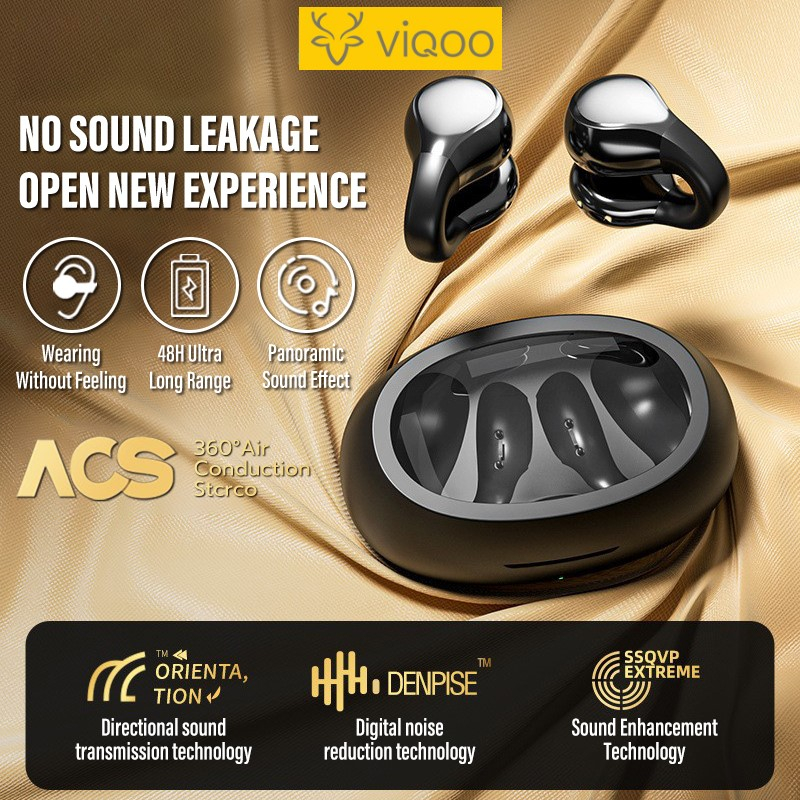 【COD】Viqoo New Product Launch C25 TWS Bone Conduction Earphone Bluetooth Open Clip Hanging Earphone Wireless Sports Headphone - T86