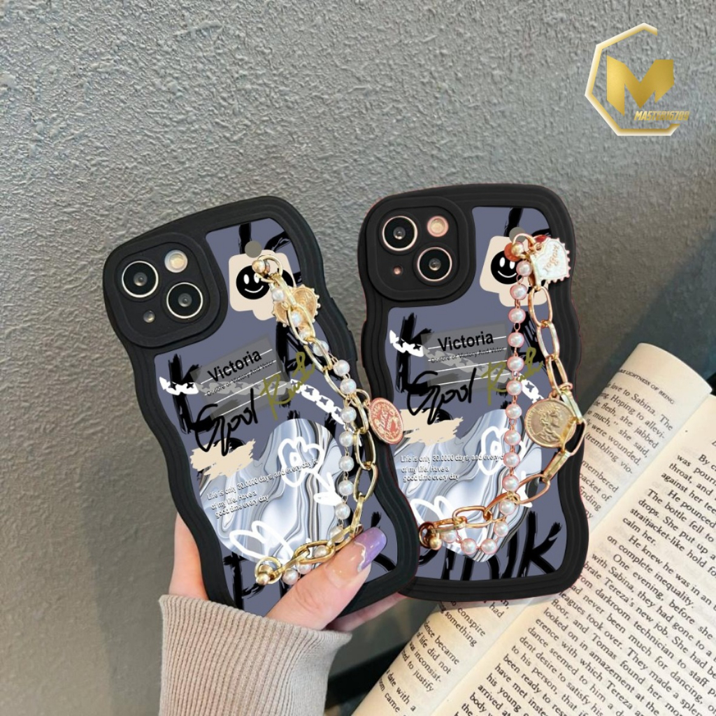 GC44 GC53 CASE CASING SOFTCASE SILIKON WAVY WAVE AESTETHIC RANTAI MUTIARA GRIP FOR REALME 8 8PRO 8I 9I A36 A76 A96  9 PRO PLUS 10 4G MA4916