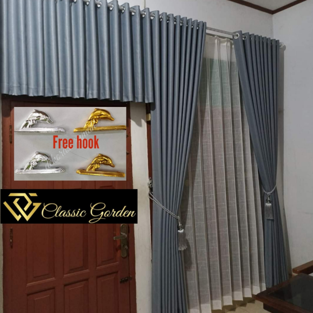 Gorden Poni Pintu Tengah Kupu Tarung hordeng jendela Panjang aesthetic Model 1set terbaru