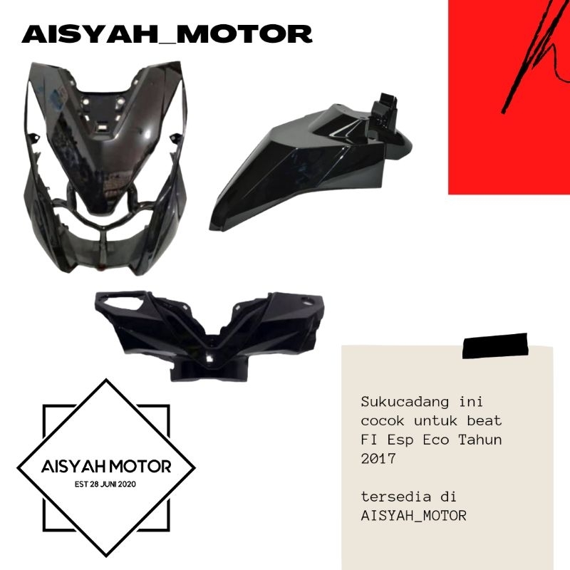 Cover Bodi Bagian Depan Honda Beat FI Esp Eco Warna Hitam Tahun 2017-2019