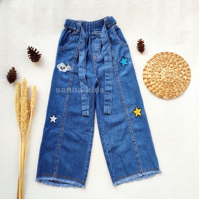 Celana Jeans Kulot Anak Perempuan Motif Denim panjang anak cewek