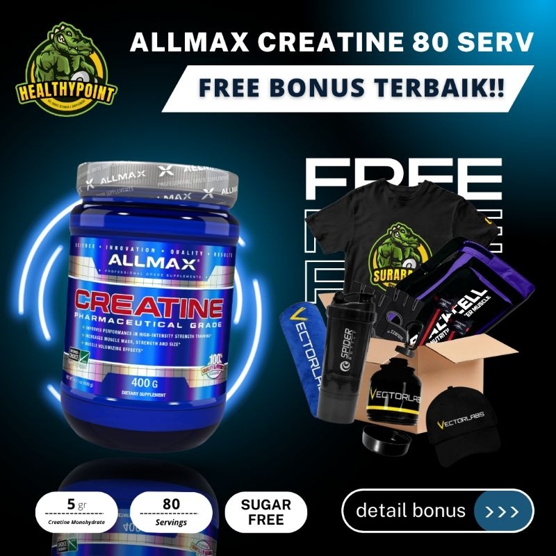 Allmax Creatine Monohydrate 80 Serving 400 Gram Pharmaceutical Grade