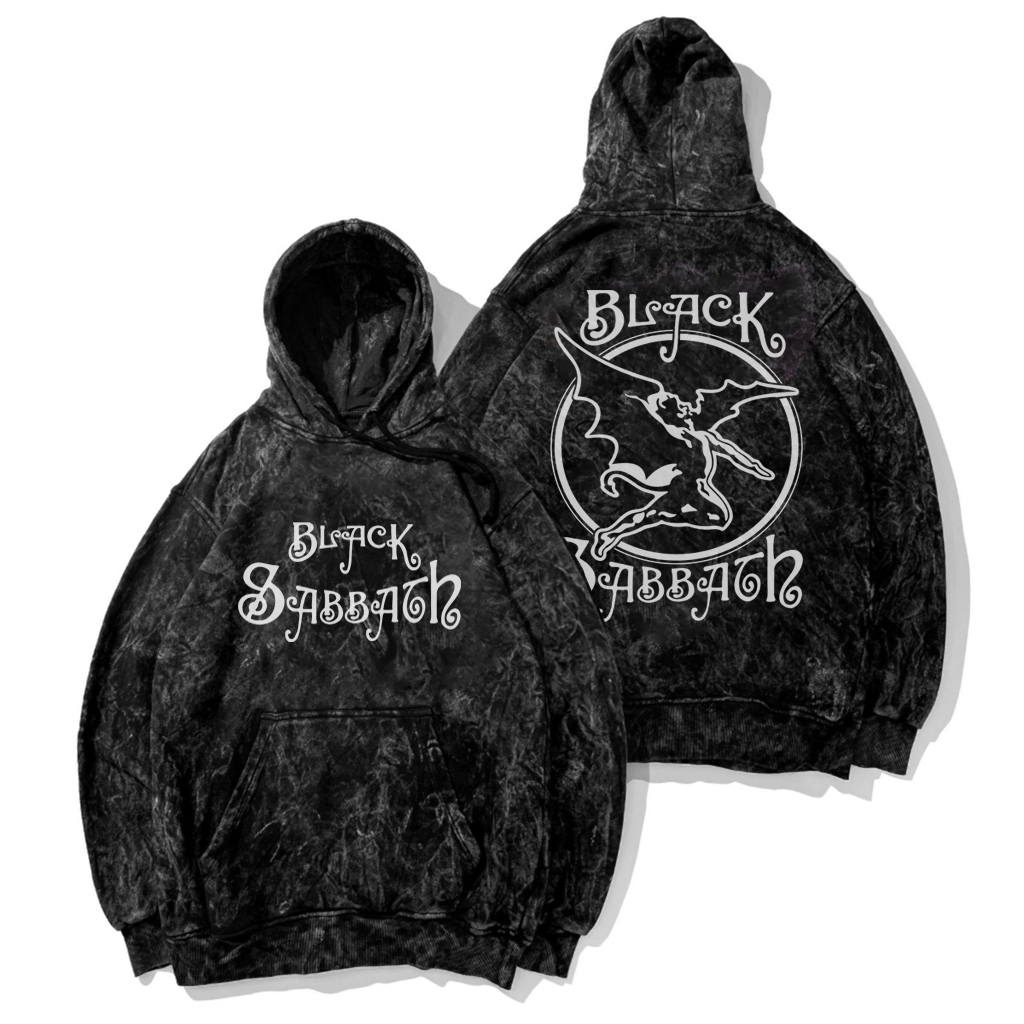 Sweater Hoodie Sandwash Black Sweater Hoodie Thrash Metal Skull Washing