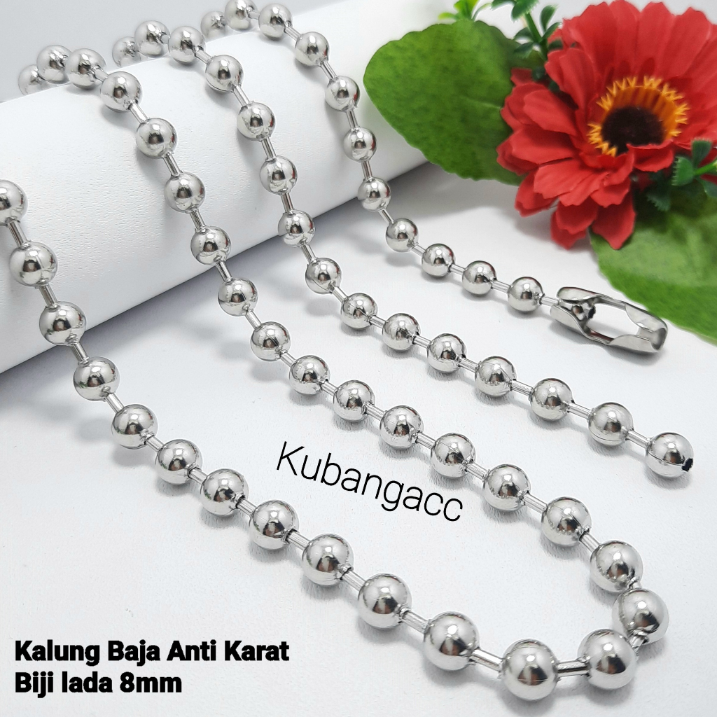 Kalung. Kalung Rantai Baja Putih Model Biji Lada Besar 8 MM Kalung Baja Putih Anti Karat Selamanya