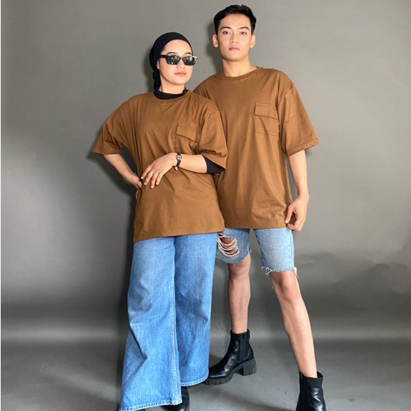 RAABIHA | Kenzie Oversize  Couple Pocket Polos | Kaos couple | Oversize Unisex | Kaos Polos Oversize