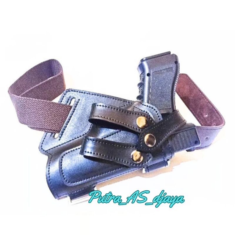 Sarung pistol glock 17 18 19 selempang 3 pungsi.