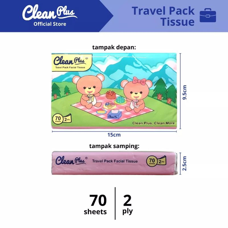 Tisu Travelpack Cleanplus 70 sheet paket 10 pcs