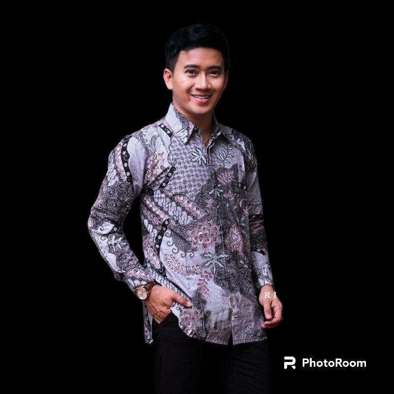 Kemeja Batik Pria Lengan Panjang Baju Dewasa Seragam Batik Size M L XL Dan XXL