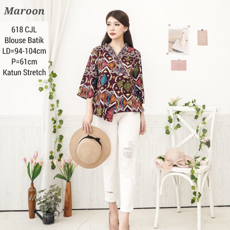 BLOUSE ASTI BATIK MODERN,  ATASAN CEWEK ETNIK,  618 BAJU FASHION WANITA MURAH 110