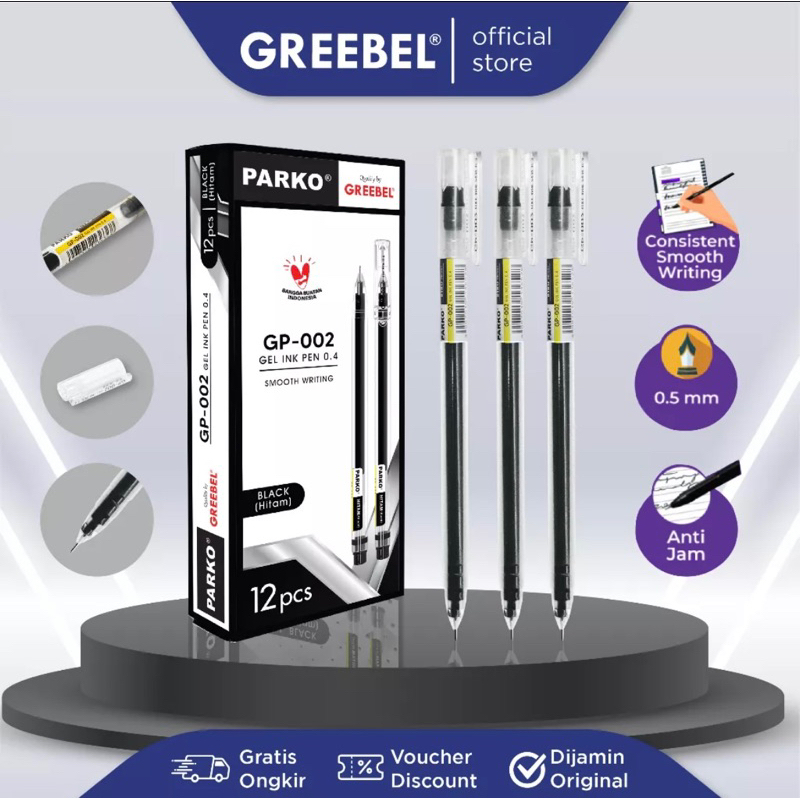 

(1 biji) PARKO Bolpoin Pulpen GEL GP-002 HITAM
