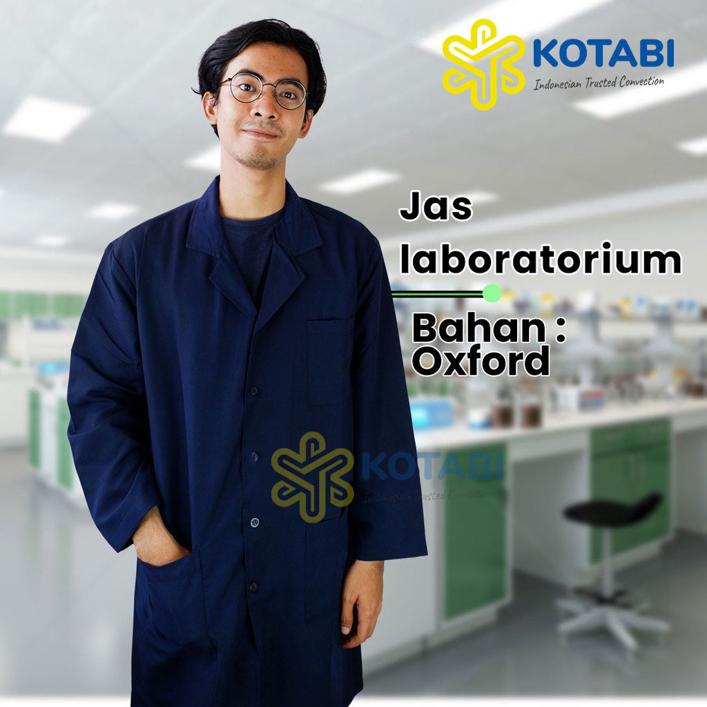 KOTABI - Jas lab, Jas Laboratorium Lengan Panjang Biru Dongker, Baju Laboratorium