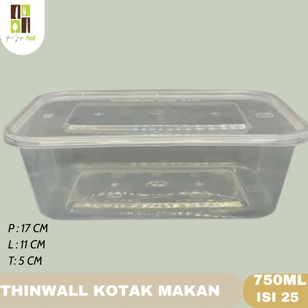 Thinwall Deemak DM 750 ml Rec / Kotak Makan Plastik / Wadah Plastik/ Persegi Panjang