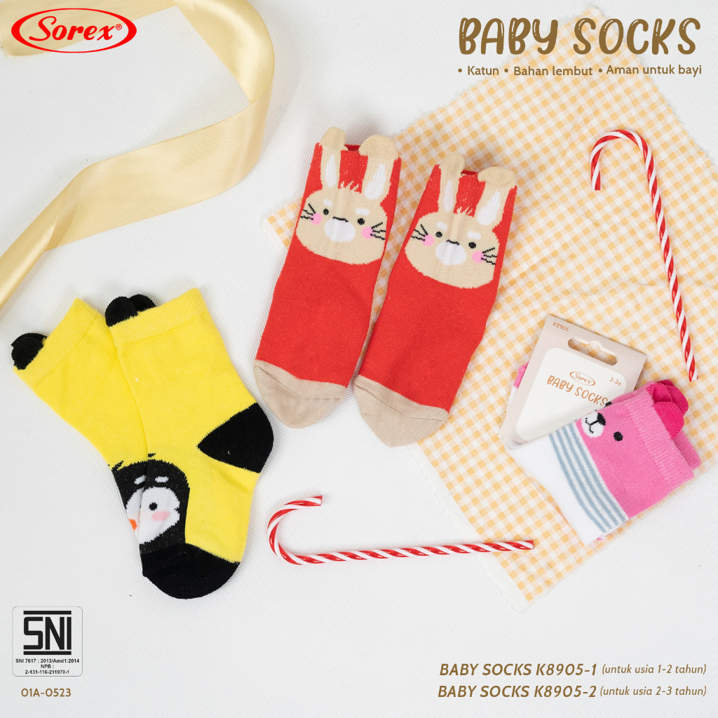 1PCS SOREX BABY SHOKS KAOS KAKI BAYI KAOS KAKI ANAK LEMBUT HANGAT 1 - 3 TAHUN