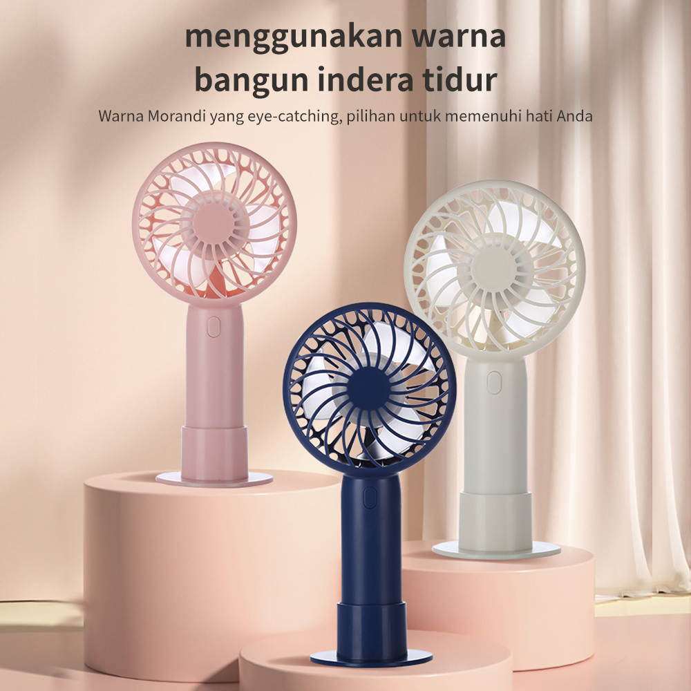 Kipas Angin Mini Portable Rechargeable Fan 3-Speed Kipas Angin Genggam Bisa Phone Stand