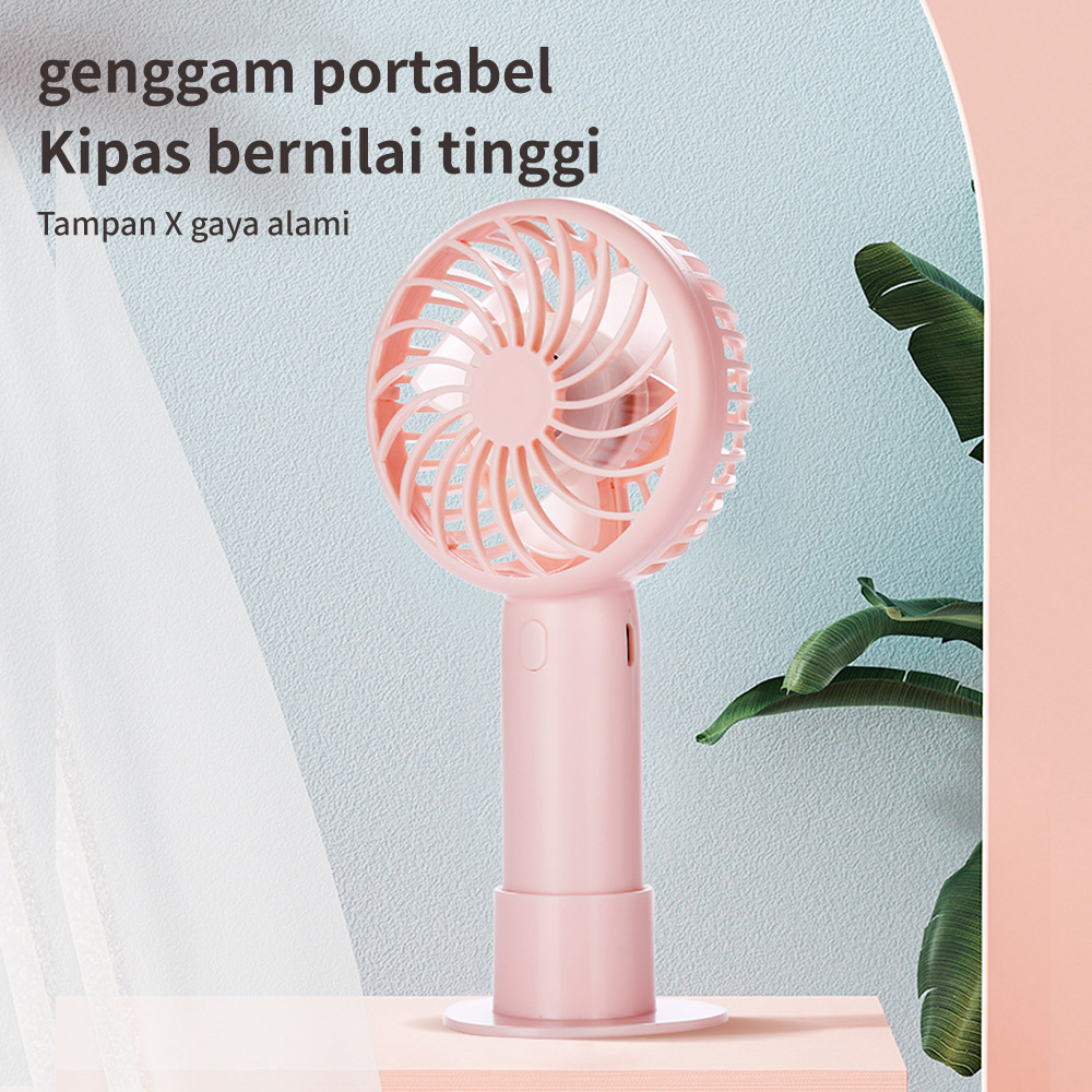 Kipas Angin Mini Portable Rechargeable Fan 3-Speed Kipas Angin Genggam Bisa Phone Stand