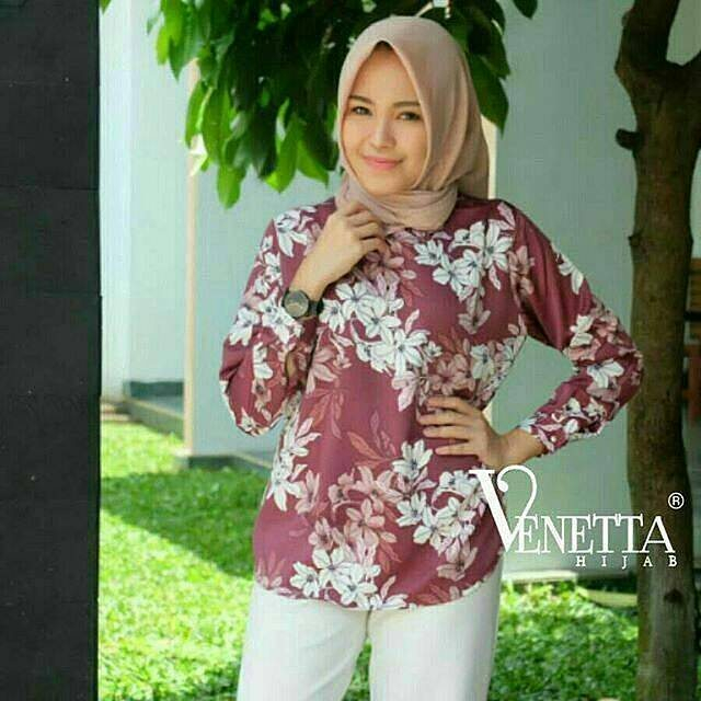Atasan Wanita Premium Fucha Blouse - Kemeja Wanita Bunga - Blouse Wanita