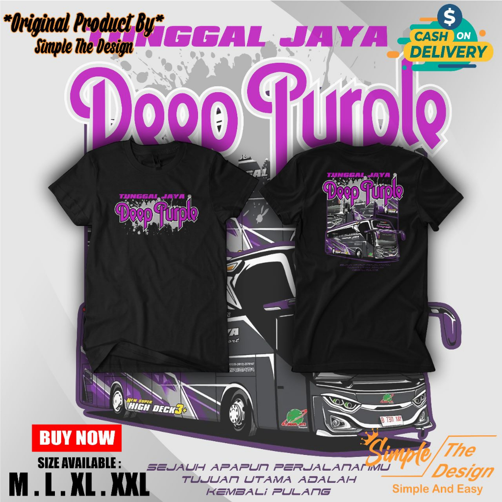 Kaos Distro Bus Tunggal Jaya Deppe Purple 100% Cotton