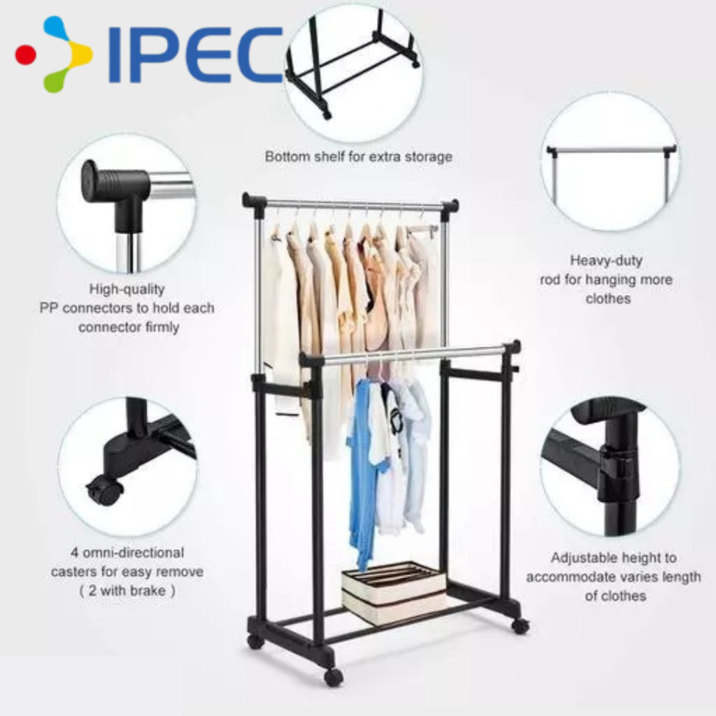 STAND HANGER DOUBLE POLE / GANTUNGAN BAJU SERBAGUNA PORTABLE 5304