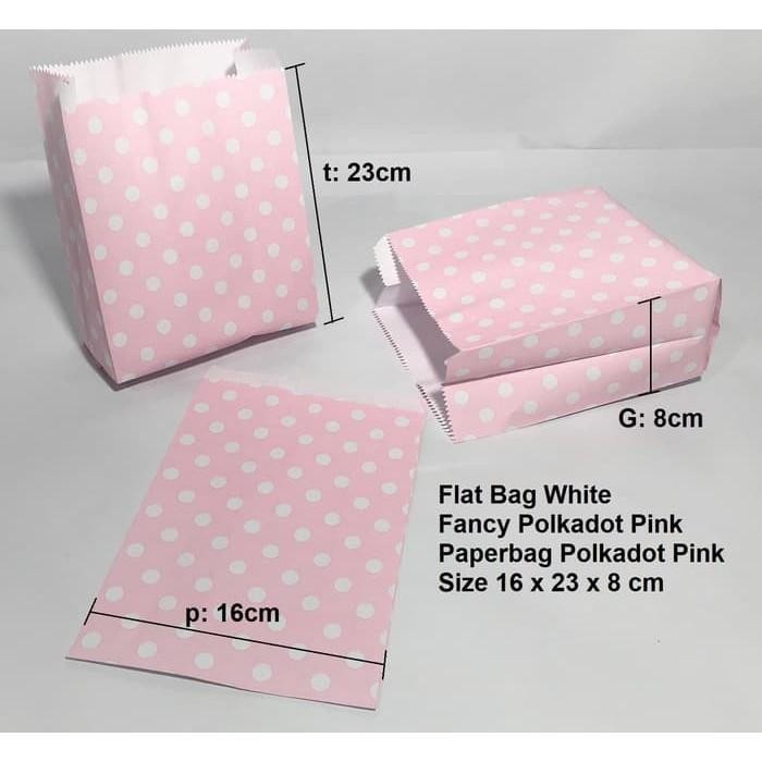 

Paperbag Flat Kantong Kertas Warna Pink Polkadot (L) Souvenir 100 Pcs