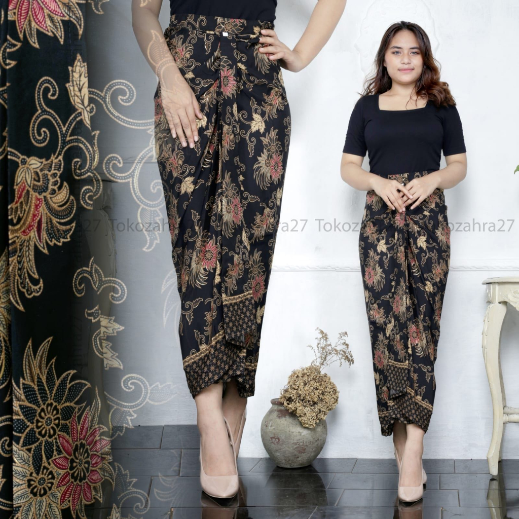 Rok Remple Batik Pinggang Karet Jumbo Kondangan MOTIF AZALEA