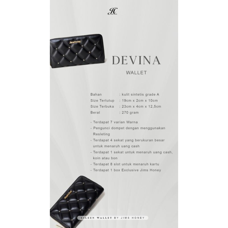 JIMS HONEY DEVINA WALLET DOMPET PANJANG WANITA MURAH LUCU 100% ORIGINAL STORE FREE BOX