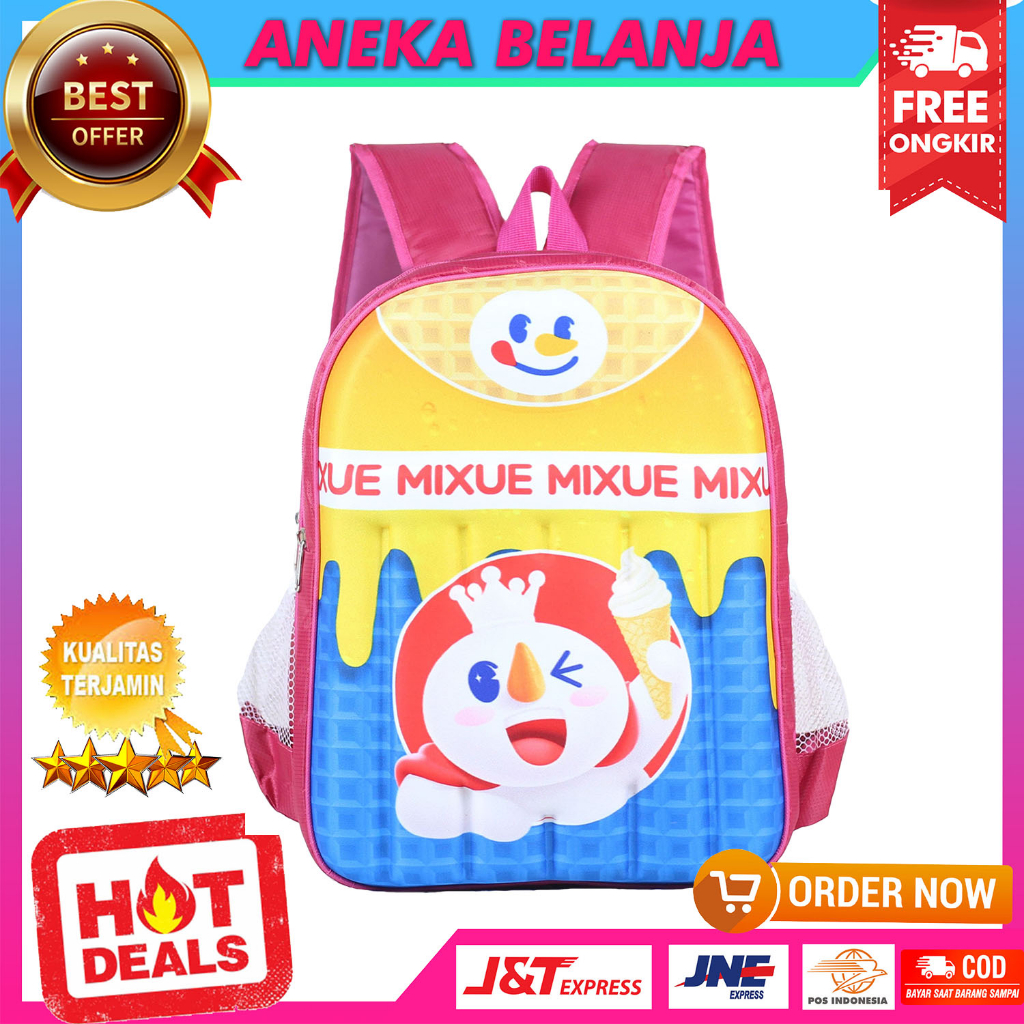 Tas Sekolah Anak Perempuan Import Karakter Mixue Kekinian Backpack Anak Cewek TK SD SMP Terbaru Bahan Kuat Awet Ransel Anak Trendy Ngaji LES TPQ Murah Premium Berkualitas Tas Gendong Anak Hangout Outdoor Terlaris Tas Punggung Anak Multifungsi