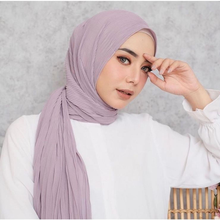 Hijab Pashmina Plisket Mercy - Kerudung Pashmina Plisket full Lidi Premium - Jilbab Pashmina Plisket Termurah