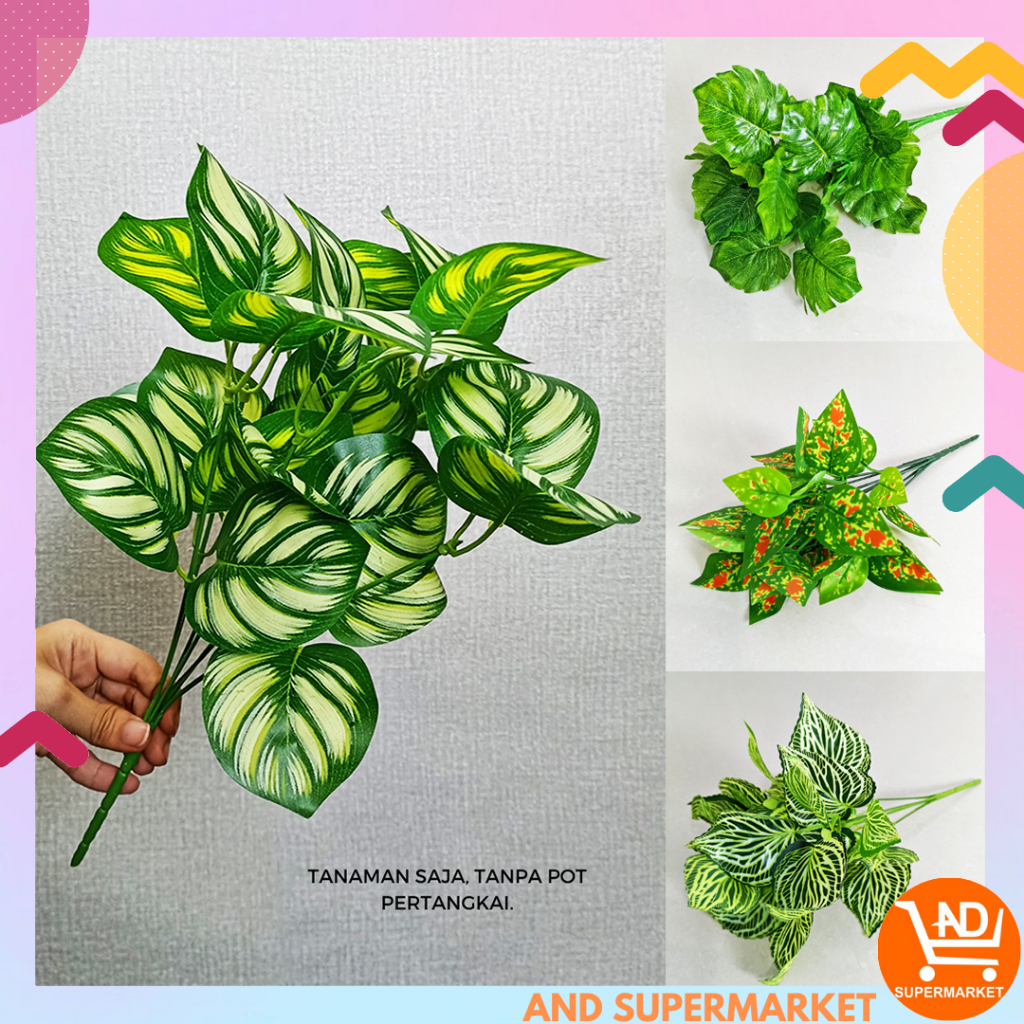 Tanaman Daun Hias Plastik Dekorasi Rumah PerTangkai Daun Artificial Ornamen Palsu PBP116