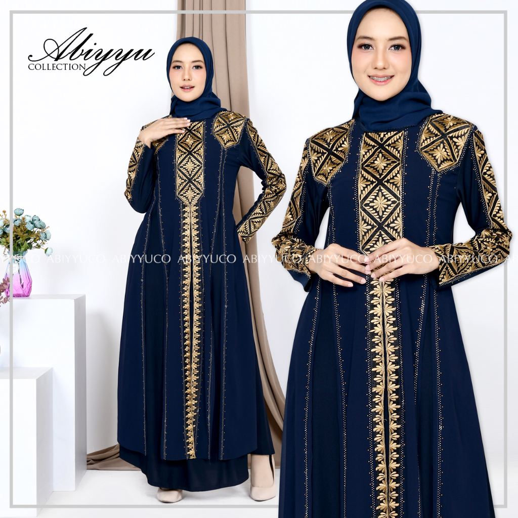 Abiyyuco TA9028 | Gamis Abaya Turki Sultan Turkey Terbaru 2023 Turky Hitam Elegan Warna Warni Termewah