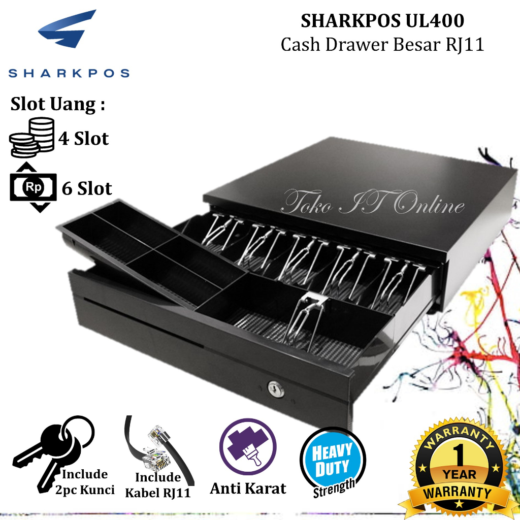 CASH DRAWER SHARKPOS PREMIUM QUALITY METAL ULTRON UL-400 RJ11